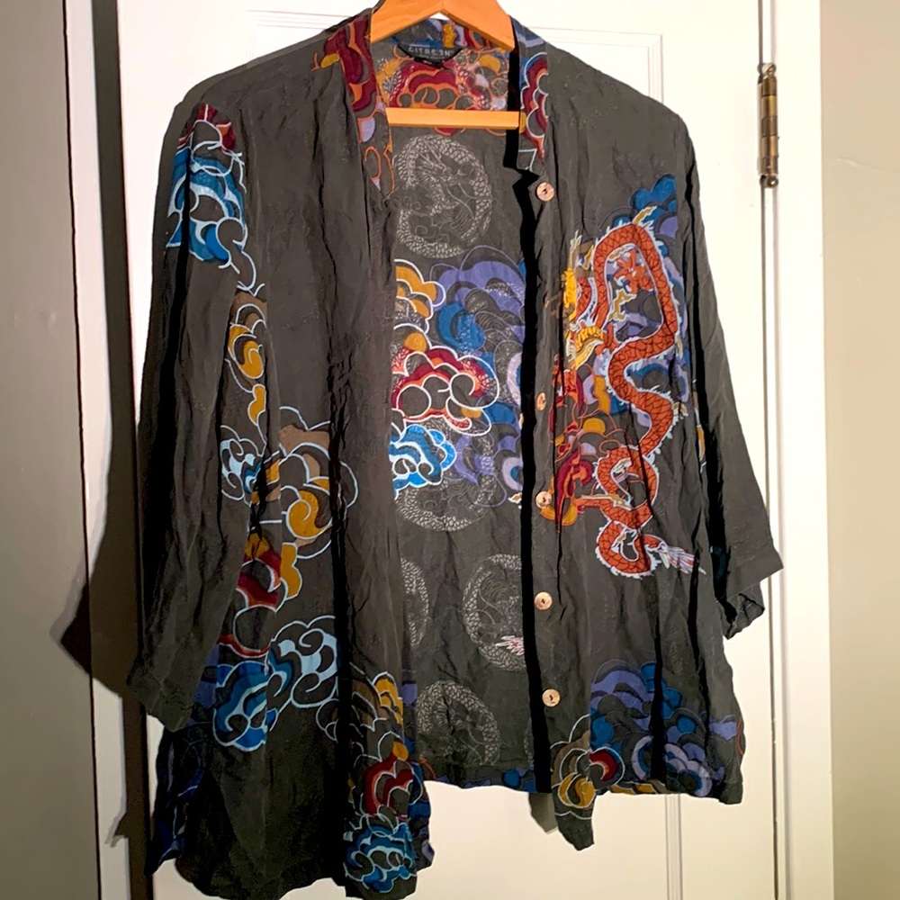 Unique dragon silk shirt, vintage